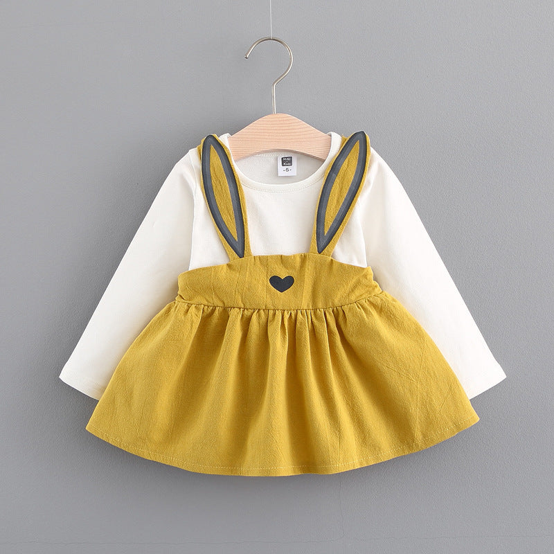 Autumn Baby Girls Rabbit Dress – Korean Princess Outfit (Cotton)