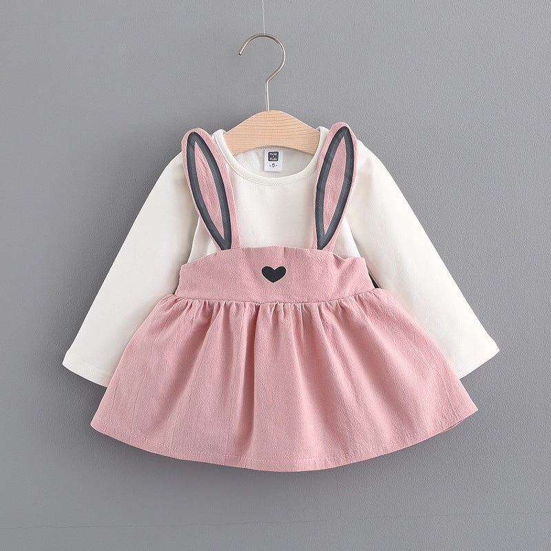 Autumn Baby Girls Rabbit Dress – Korean Princess Outfit (Cotton)