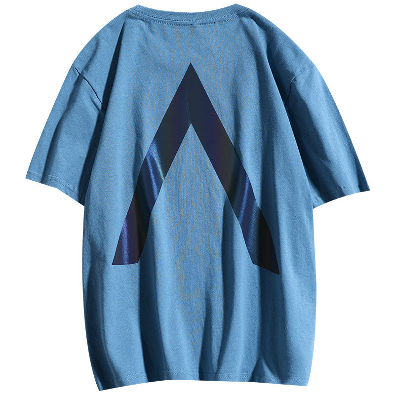 All-match Colorful Reflective T-shirt Men's New Half-sleeved Top