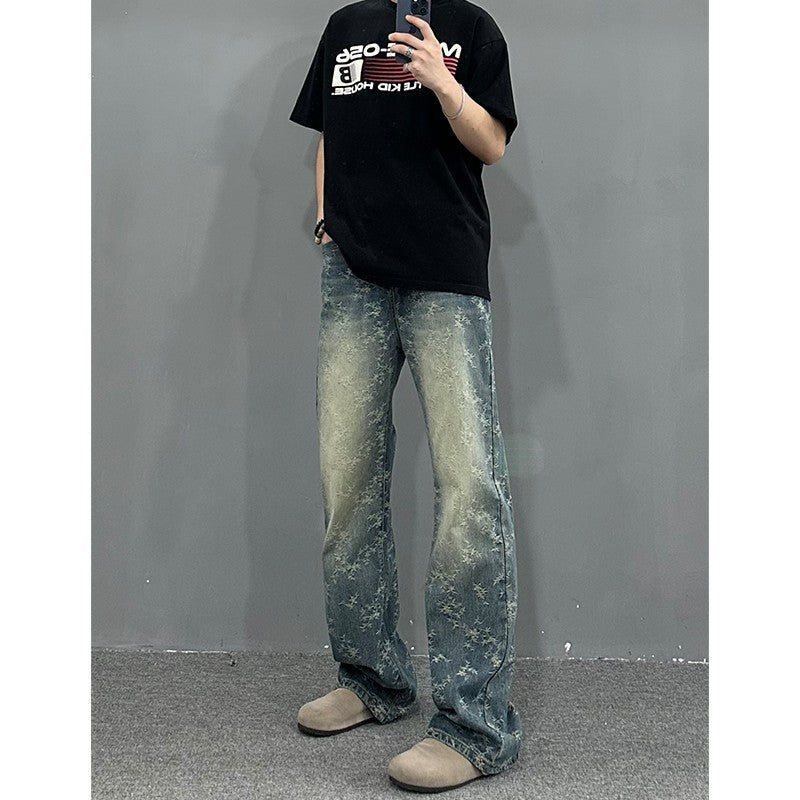 American Retro Washed Bootcut Trousers Loose Straight Trousers