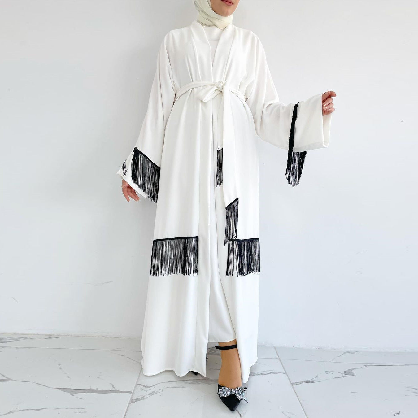 Arab Dubai Ethnic Clothes Middle East Abaya Coat Tassle Fashion Dress